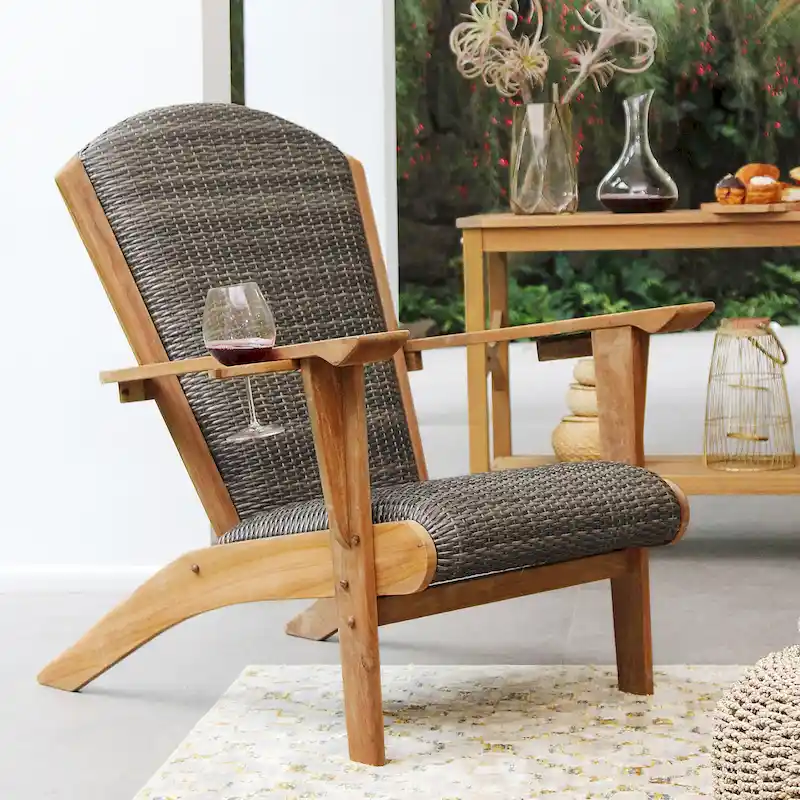 Cambridge Casual Auburn Upholstered Teak Outdoor Adirondack Chair