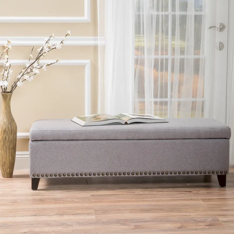 Fabric Storage Ottoman Bench