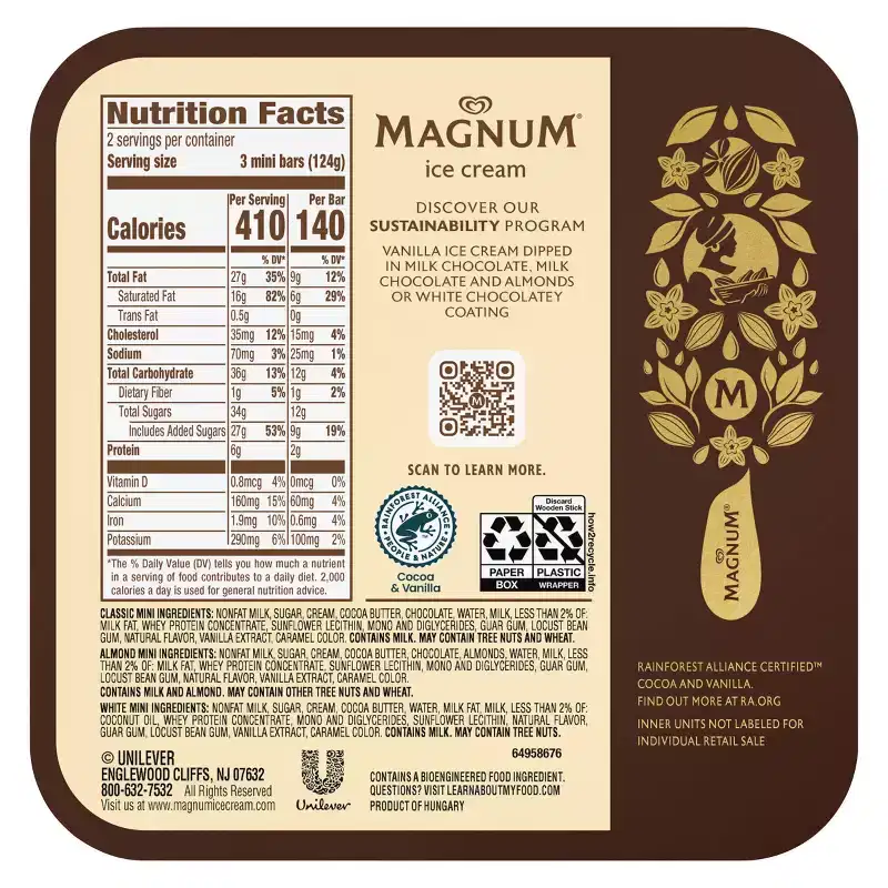 Magnum Classic/Almond/White Assorted Mini Ice Cream Bars- 6ct
