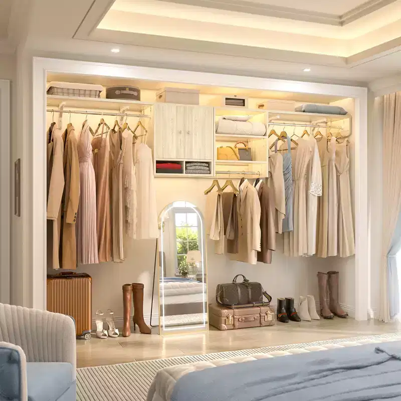 Washer and Dryer Storage Shelves with Hanging Rod, Laundry Cabinet with Shelves, Reversible Cabinet with Door & Shelf Tower