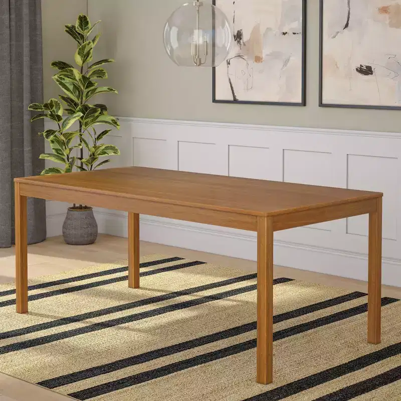 72" Wooden Rectangular Dining Table for 6