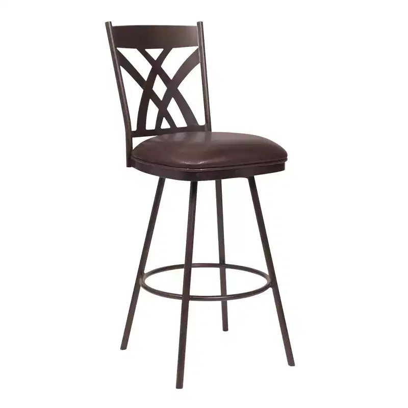 Mid-Century Armless Counter Barstool, Auburn Bay Metal Frame