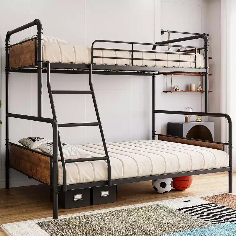 Retro-Colored Metal Twin Over Full Bunk Bed