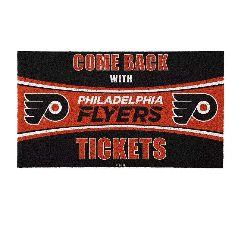 Evergreen Come Back with Tickets Philadelphia Flyers 28 x 16 Woven PVC Indoor Outdoor Doormat