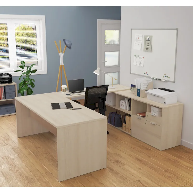 Bestar i3 Plus U-Desk with Two Drawers