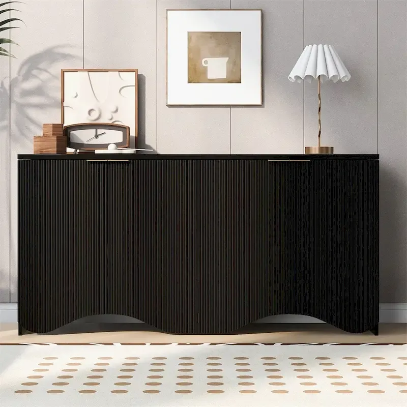 4-Door Wood Cabinet with Legs