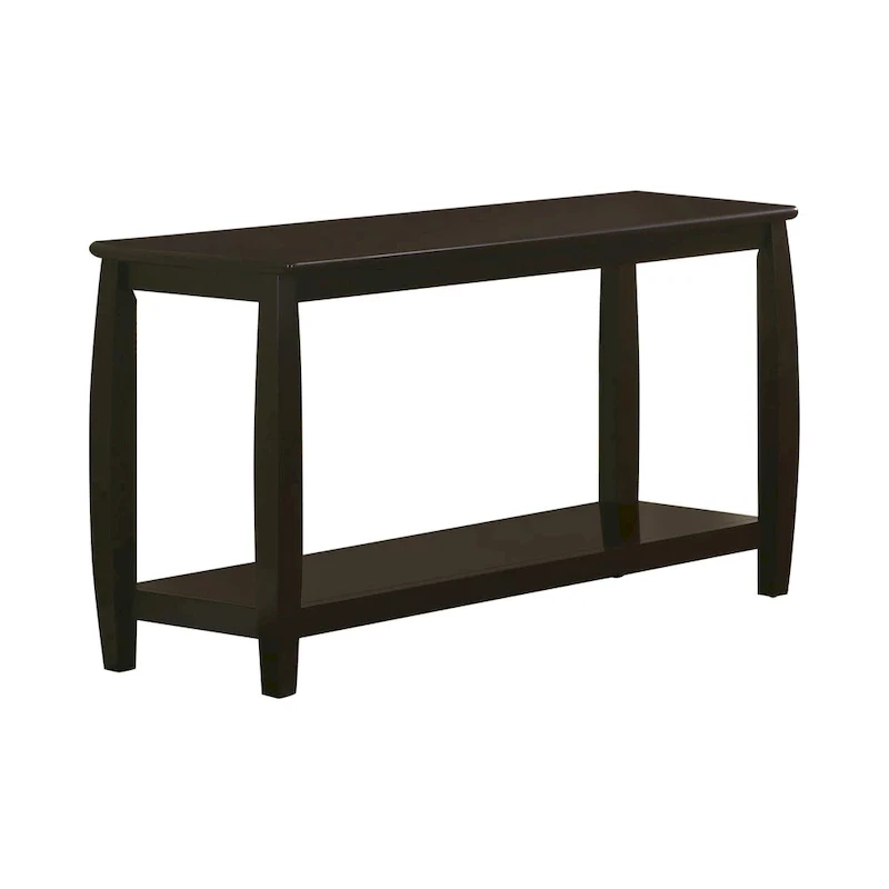 Dark Brown Solid Wood Sofa Console Table with Lower Shelf Curved Legs
