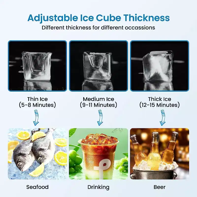 High-Volume Automatic Ice Maker, 130LBS Daily Production, Perfect for Fast Food Shop Coffee Store