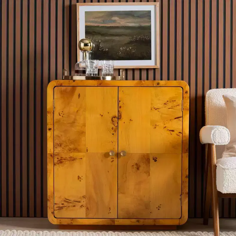 Netra Real Burl Wood Storage Cabinet Light Mappa Burl