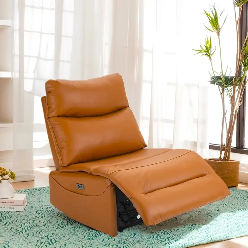 Genuine Leather Power Recliner, Reclining Sofa Chair, Minimalist Sofa