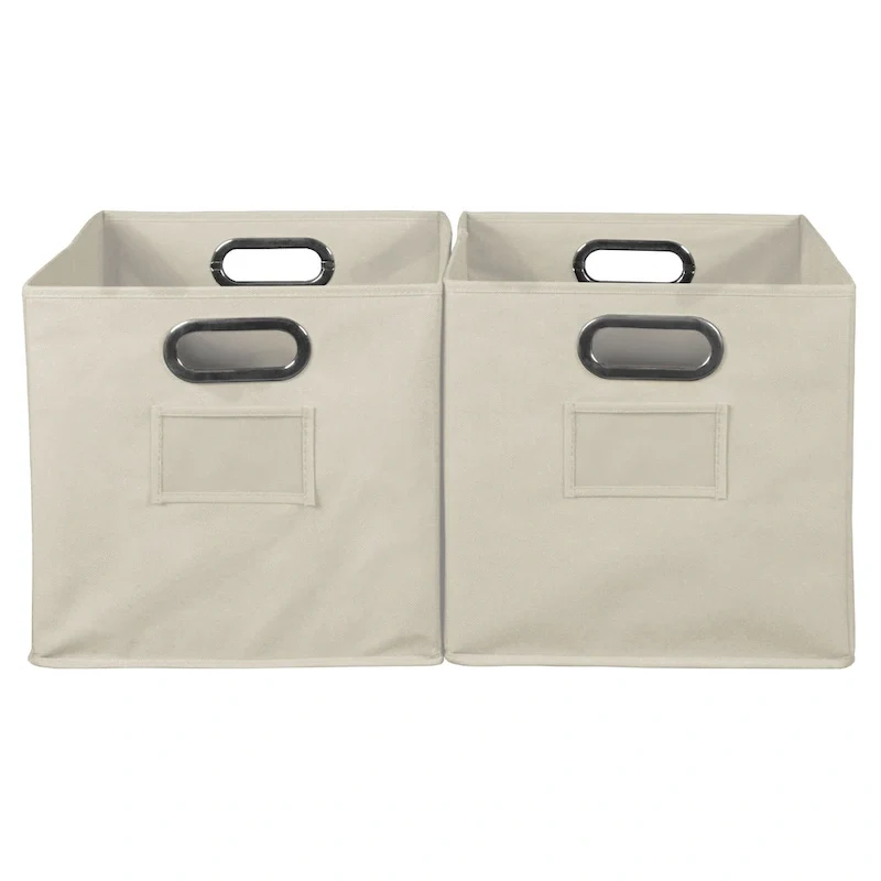Set of 2 Foldable Fabric Storage Bins - Natural