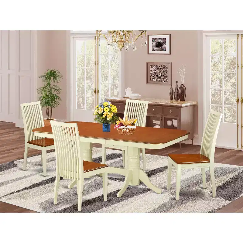 5 Piece Dinette Set - Kitchen Table & 4 Chairs - Modern Dining Room Set