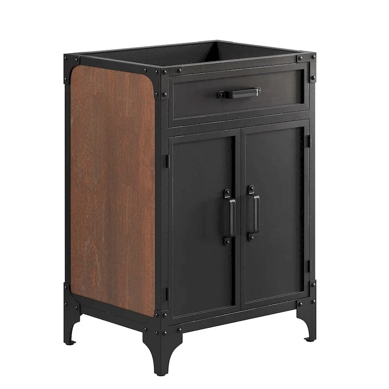 24 Inch Bathroom Vanity Cabinet with Wood Veneer Top (Sink Not Included)