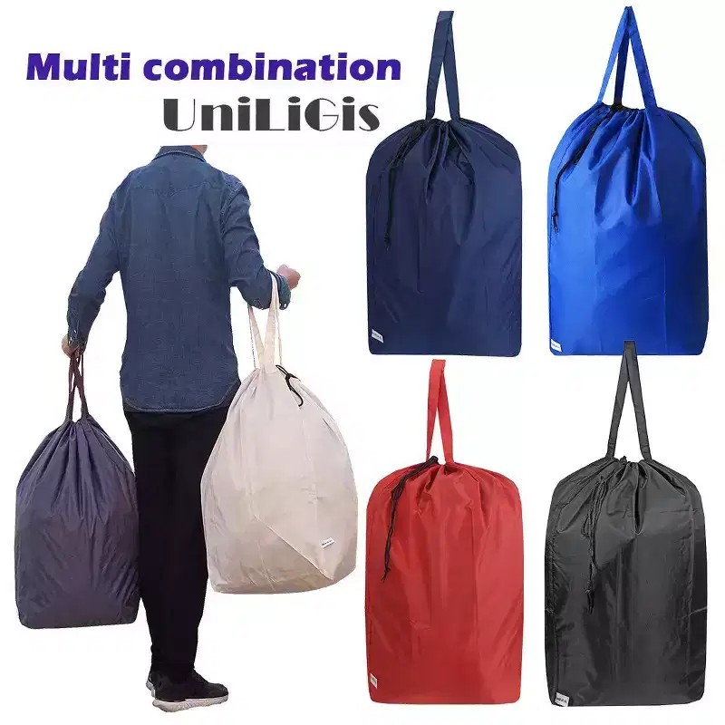 Narwey Washable Travel Laundry Bag with Handles and Drawstring (2 Pack)