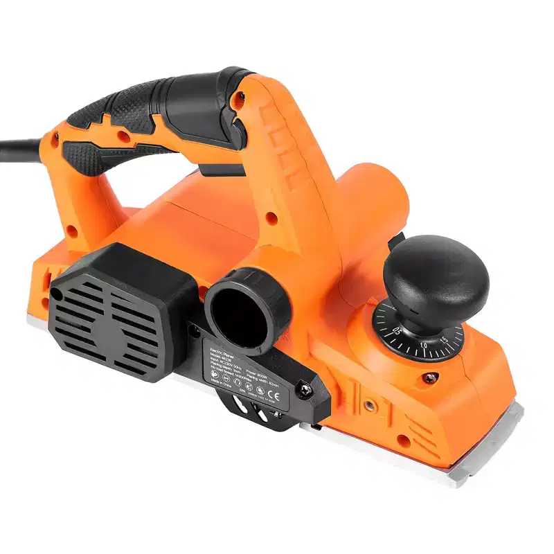 VEVOR Electric Hand Planer, 3-1/4-Inch Cut Width, 7-Amp 14500 RPM Corded Power Handheld Planer for Wood, with Adjustable Cut Depth, 2 Blades, Orange