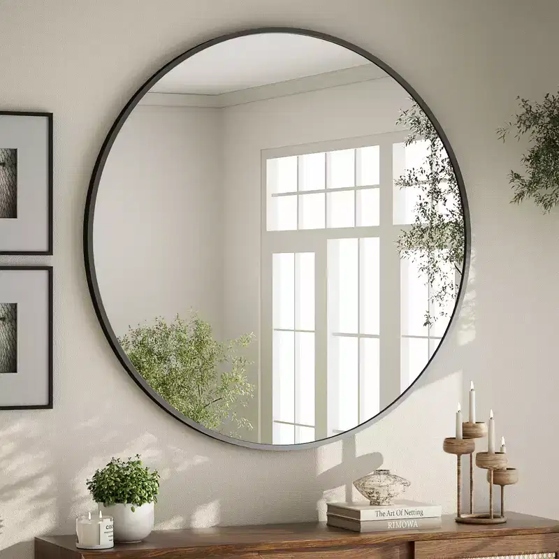 Round Wall Mirror Bathroom Vanity Mirrors 24x24, Black