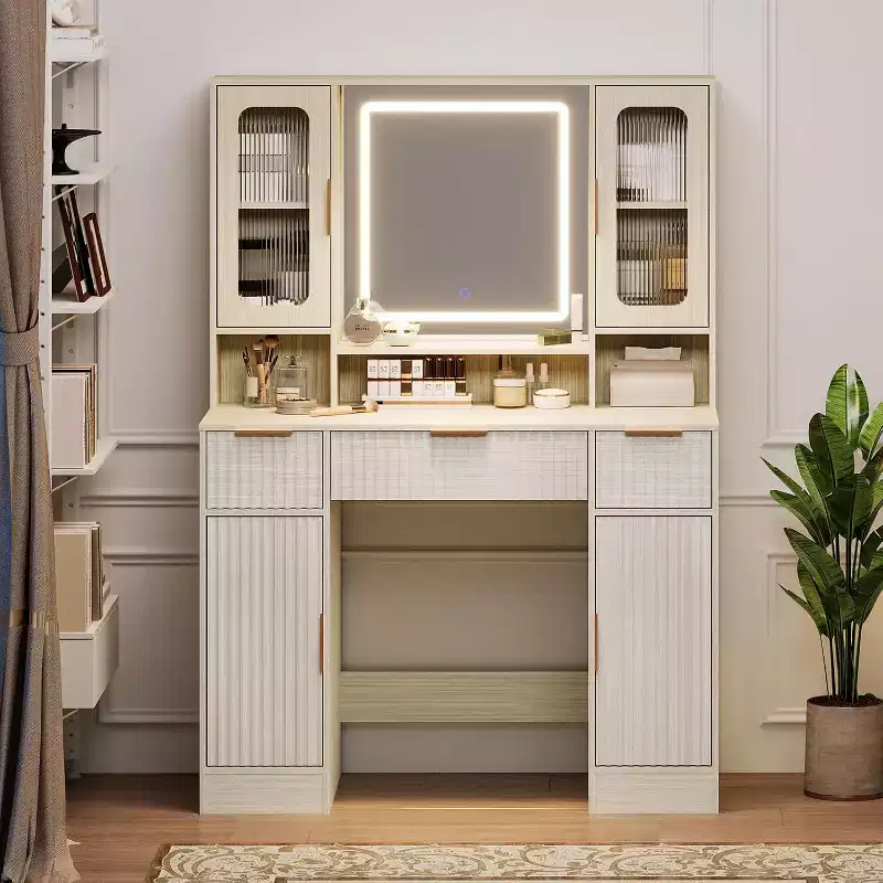Vanity Desk with Mirror, Makeup Dressing Table, Modern Vanities with Storage Space for Bedroom, Livingroom