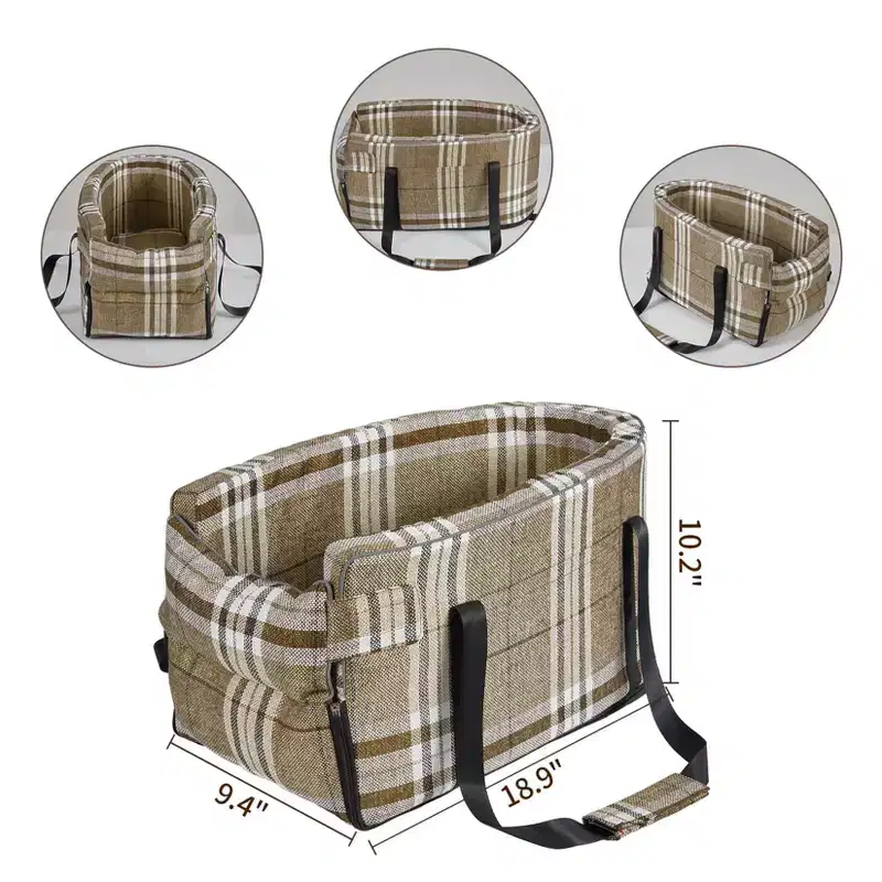 Center Console Pet Booster for Small Dogs | Portable Travel Restraint with Soft Washable Cushion & Safety Tether - Supports Pets Up to 13 lbs (Gray)