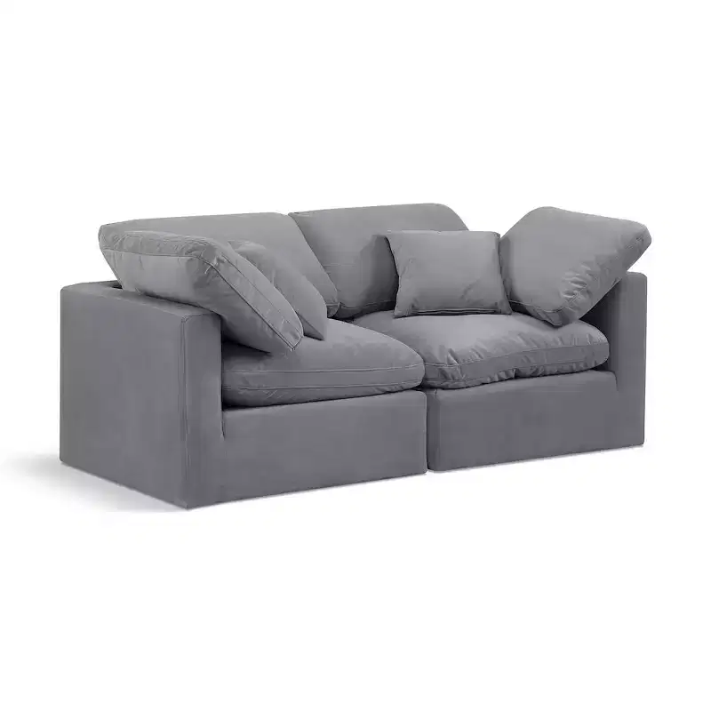 Meridian Furniture Indulge Grey Velvet Modular Sofa