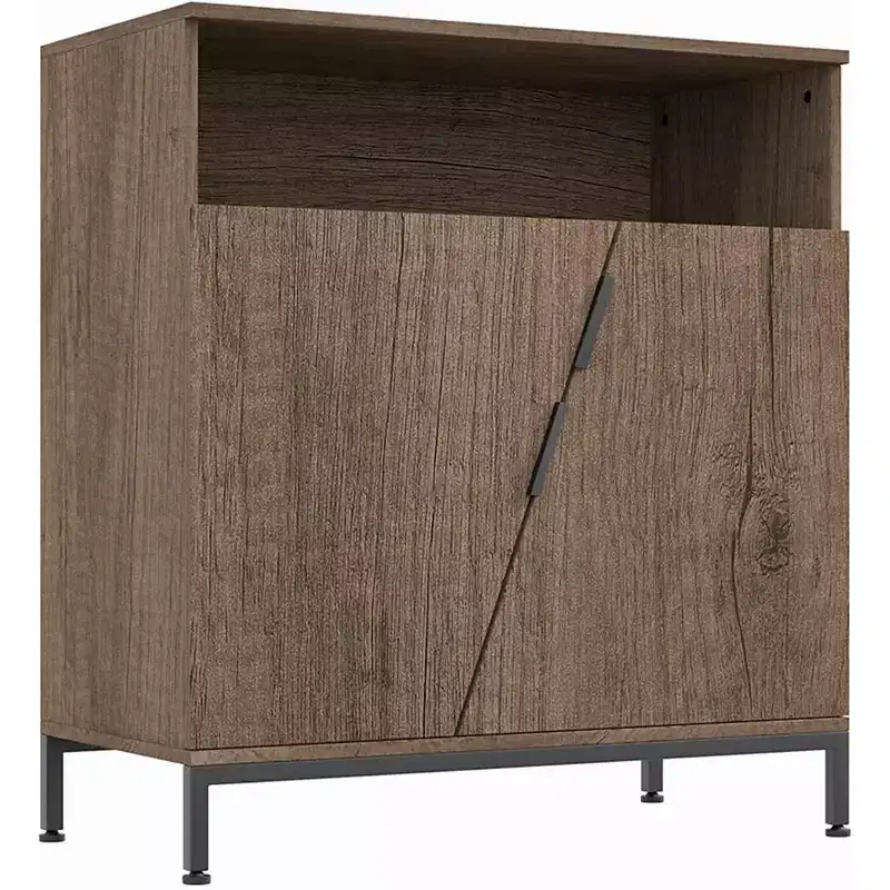 Brown Wood Sideboard Cabinet with Adjustable Shelves, 2-Door