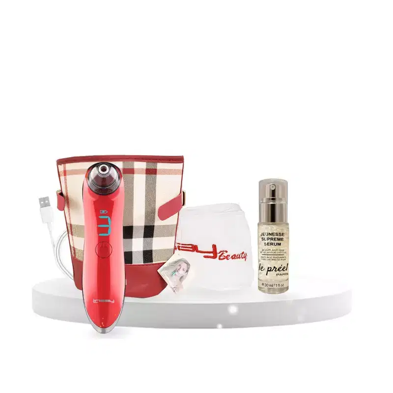 LINSAY Microdermabrasion and Pore Cleaner Device 5 in1 Super SPA Bundle with Potent Anti-aging Serum, USB Cable, Headband and Cosmetic Bag