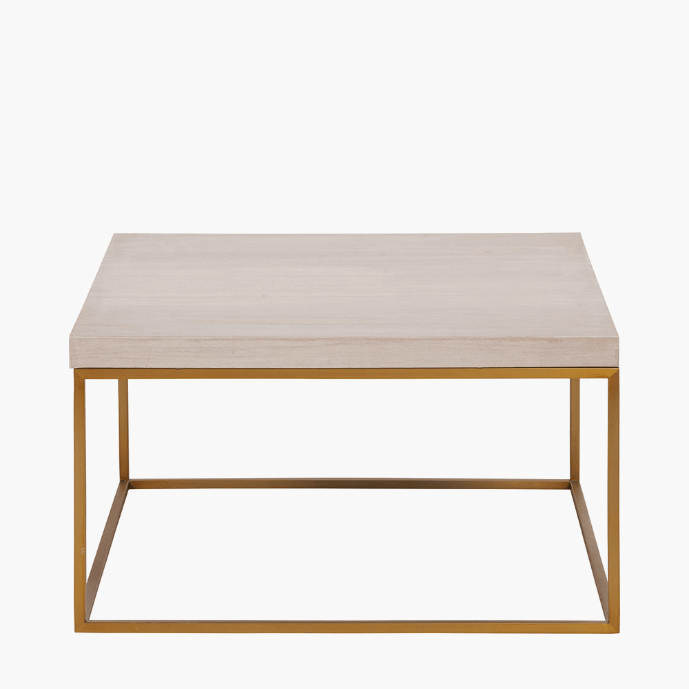 Beige Granite & Gold Square Coffee Table