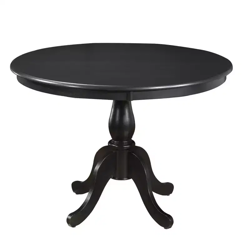42 Black Rounded Solid Manufactured Wood And Solid Wood Pedestal Base Dining Table