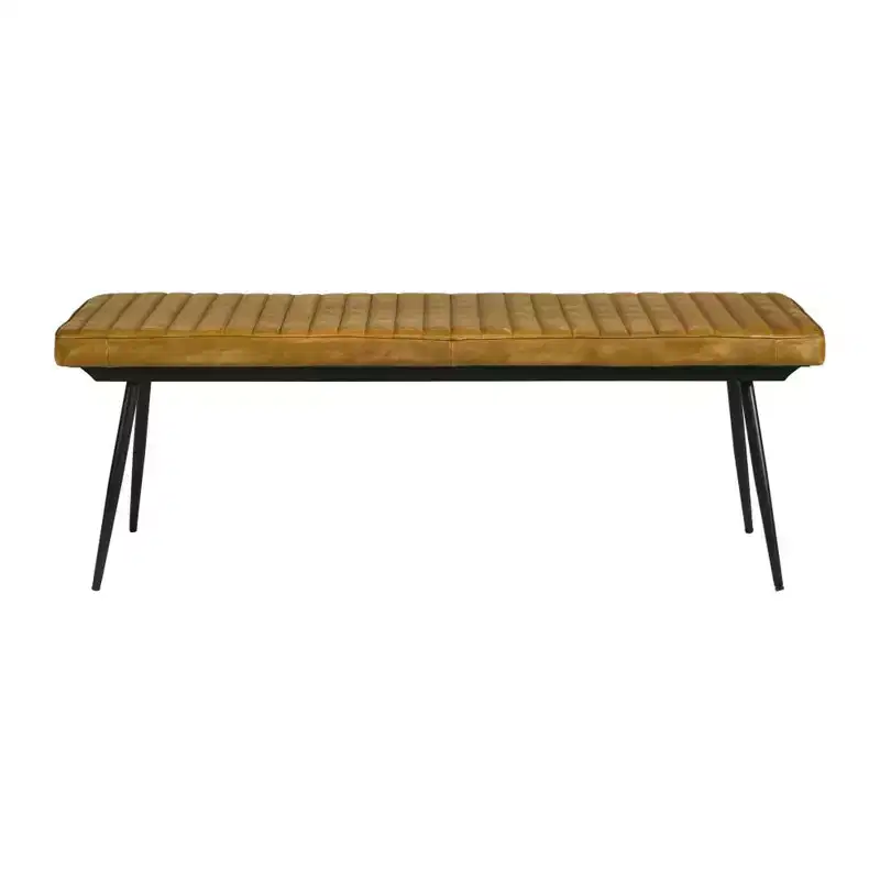 Simple Relax PU Dining Bench with Metal Legs in Camel and Black