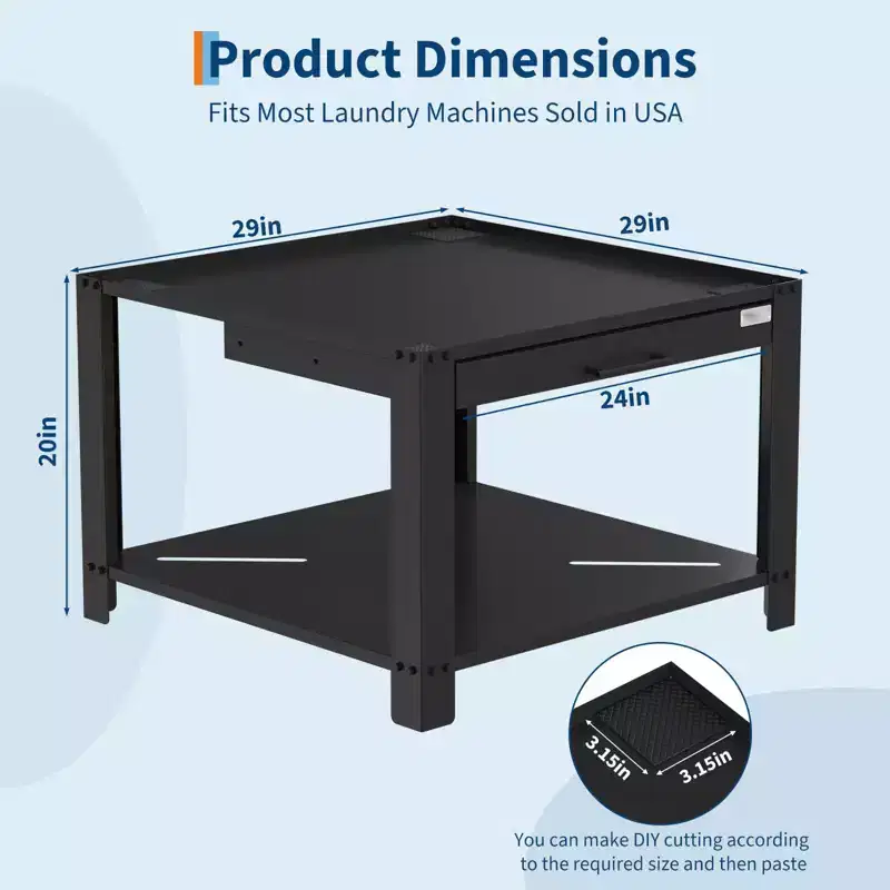 29 Metal Laundry Pedestal for Washer and Dryer, 2 Tier Washing Machine Base with Pullout Shelf, 800Lbs Capacity Laundry Raiser