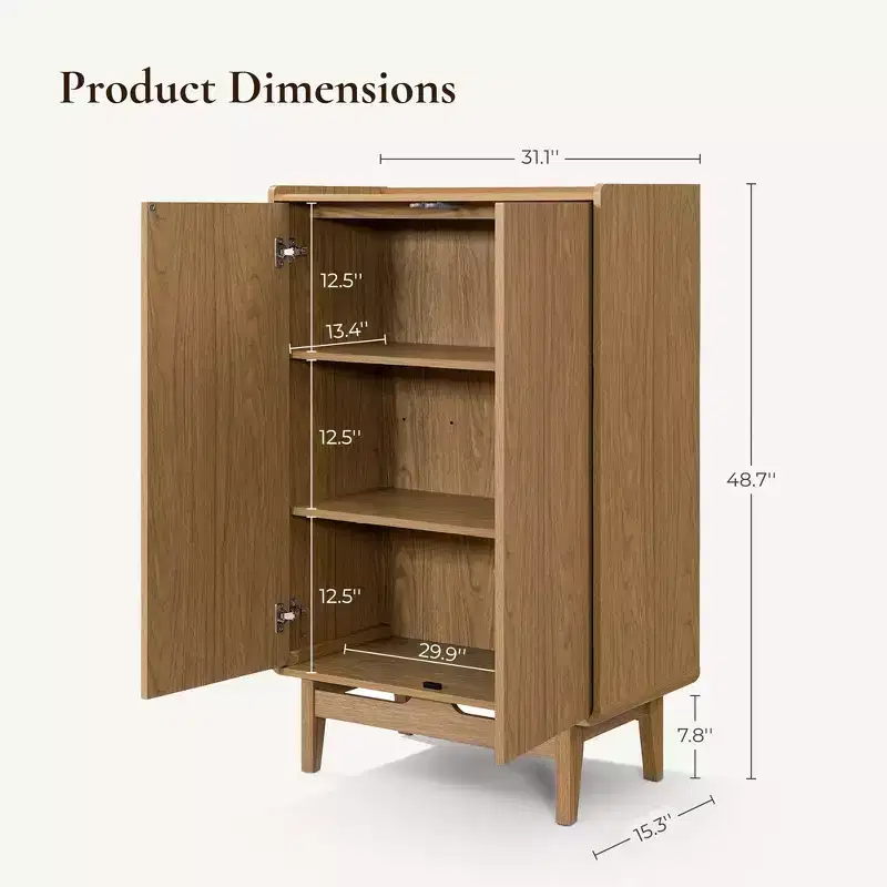 Oak Manufactured Wood 2-Door 31.1 W x 48.7 H Cabinet with Tray Top Brown