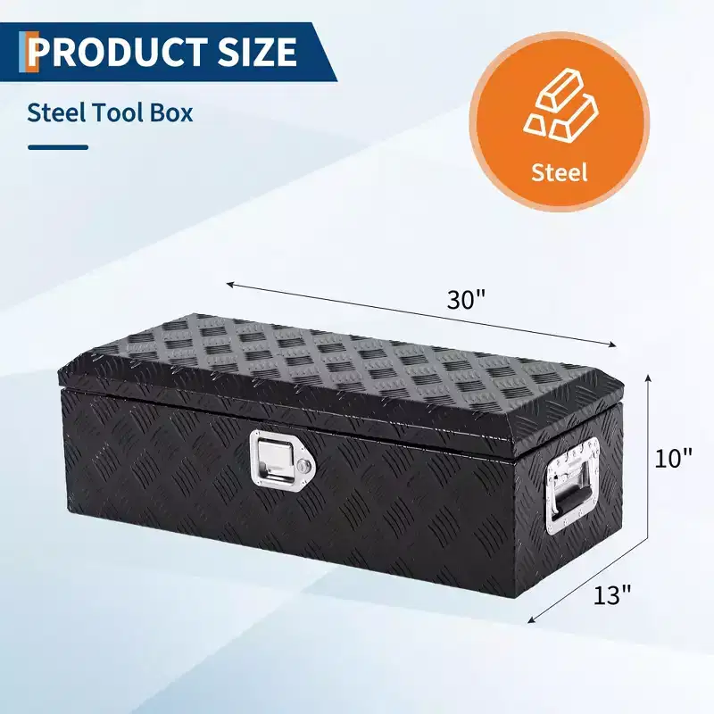 Aluminum Truck Tool Box, Heavy Duty Waterproof Lockable Storage Chest for Trailers RVs Warehouses