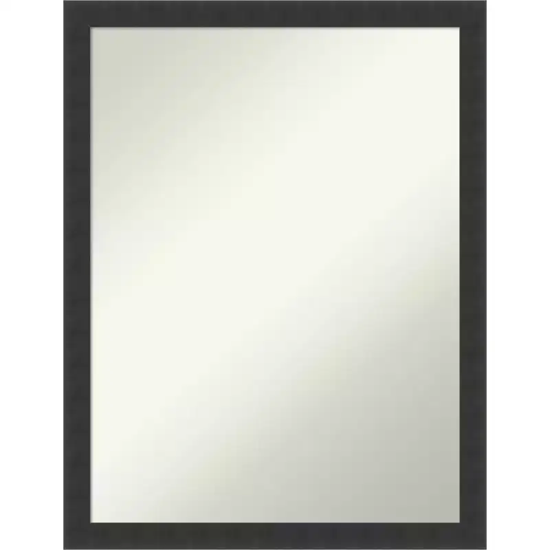 Black Matte Wood Frame Wall Mirror 鈥?Non-Beveled, Single