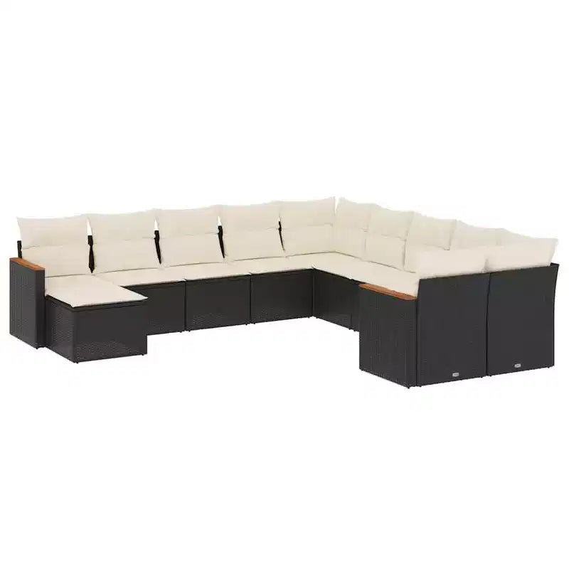 vidaXL Patio Sofa Set with Cushions Outdoor Conversation Furniture Poly Rattan