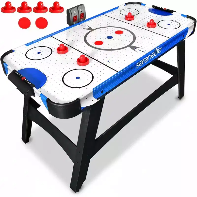 SereneLife 54 Air Hockey Table  Digital LED Scoreboard, 12V Motor, 2 Pucks & 2 Pushers for Game Room, Home, Office
