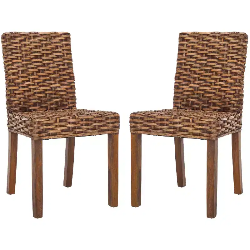 Armless Side Chair Set of 2 - Mango Wood & Rattan
