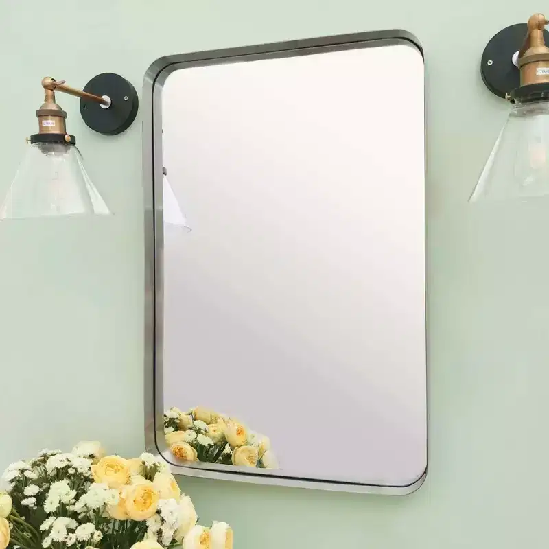 Arthers Rectangular Stainless Steel Framed Pivoting Wall Mounted Bathroom Vanity Mirror