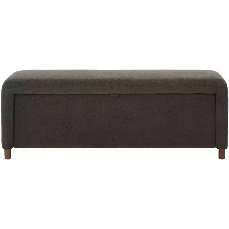 Modern Storage Bench with Padded Linen Seat, Moss Green, 50.8