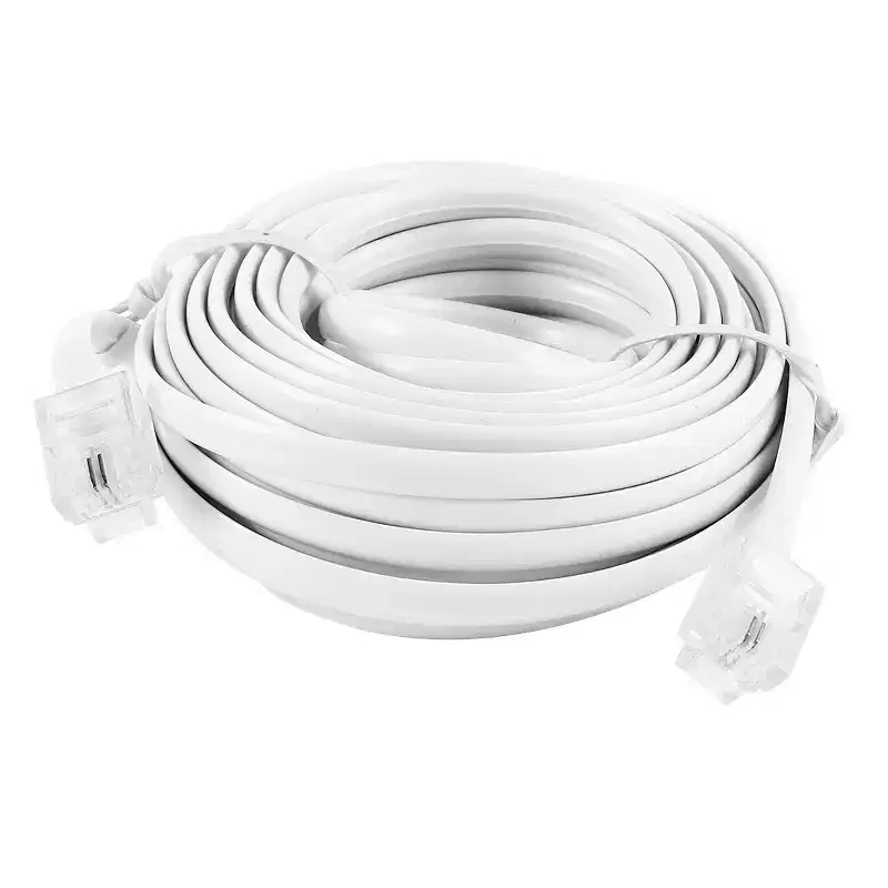 Unique Bargains RJ11 6P2C Modular Telephone Extenstion Cable Wire White 6M 20Ft