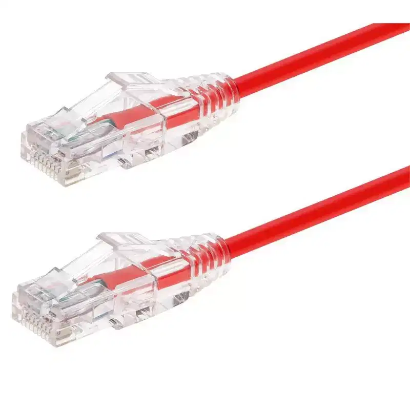 Monoprice Cat6 Ethernet Patch Cable - 3 feet - Red | Snagless RJ45 Stranded 550MHz UTP CMR Riser Rated Pure Bare Copper Wire 28AWG - SlimRun Series