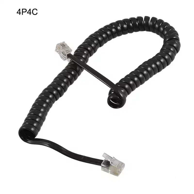 Unique Bargains Replacement RJ9 4P4C Coiled Stretchy Telephone Handsets Cable Line Black