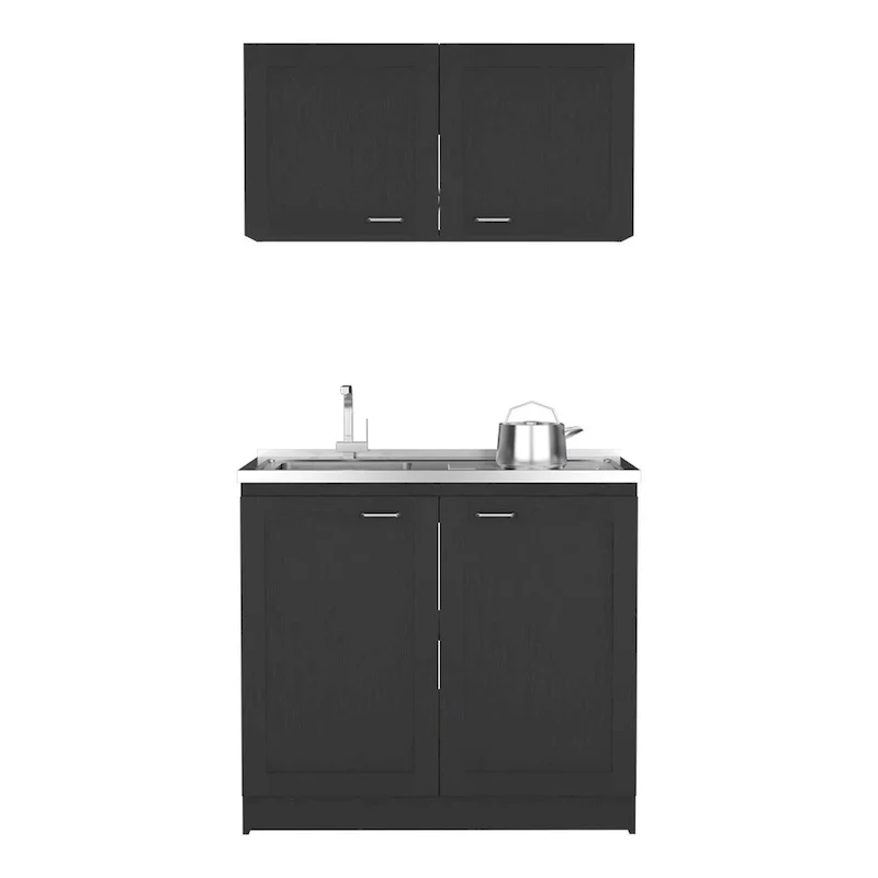 Black Double-Door Wall-Mounted and Base Kitchen Cabinet