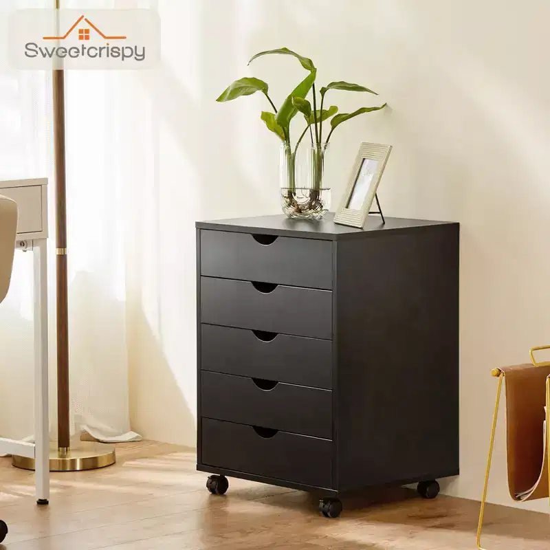 Mobile Filing Cabinet with Wooden Drawers & Wheels 鈥?25.3Hx18.7Wx15.7D, MDF