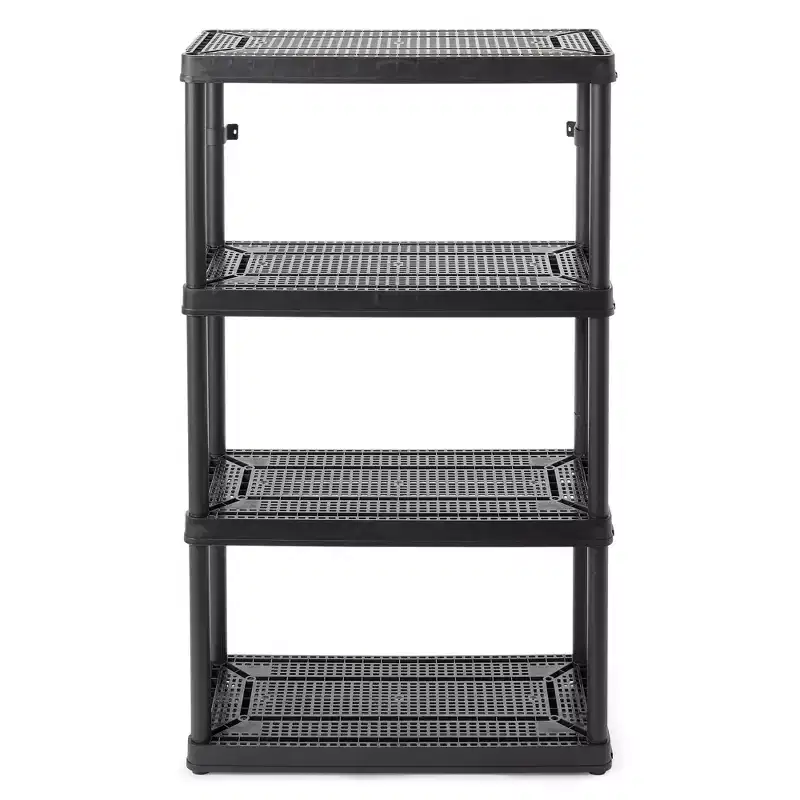 Gracious Living 4 Shelf Fixed Height Ventilated Medium Duty Shelving Unit Organizer System for Home, Garage, Basement, Laundry