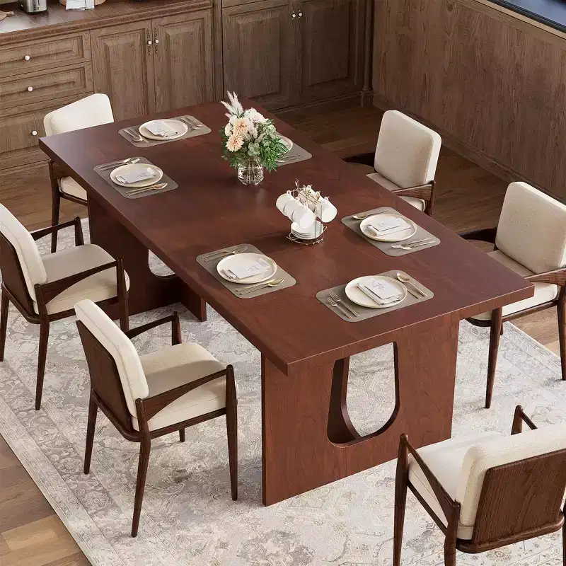 COZONY 70 Rectangular Dining Table for 6-8 People - Modern Long Kitchen Table with Heavy Duty Pedestal Legs, Large Dinner Eating Table