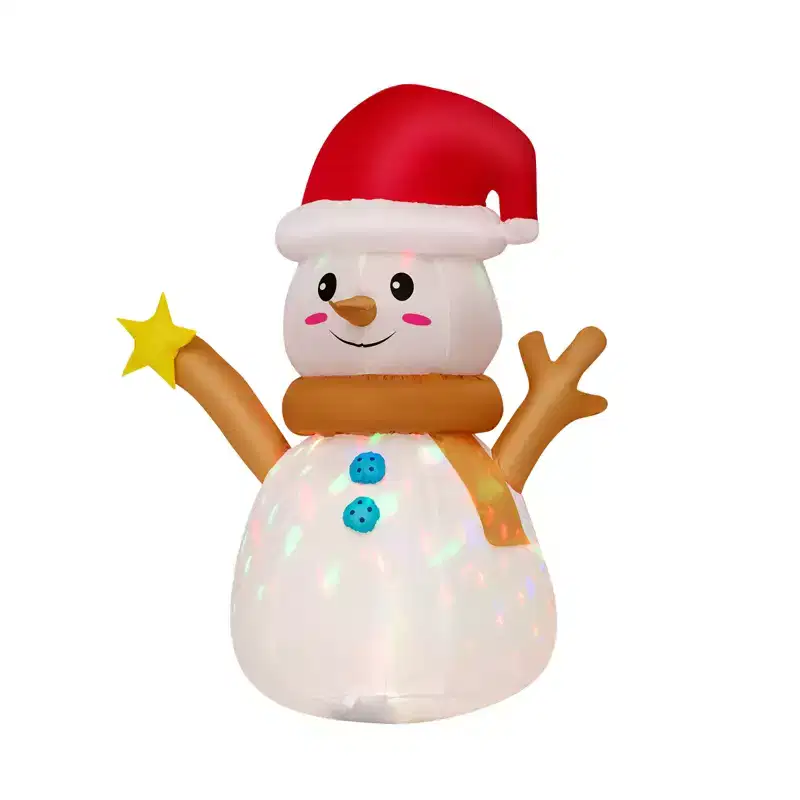 Gymax 4' Xmas Inflatable Snowman w/ Blower & 360 Degree Rotating LED Lights Blow-up Decoration w/ stakes & internal sandbag for Indoor & Outdoor