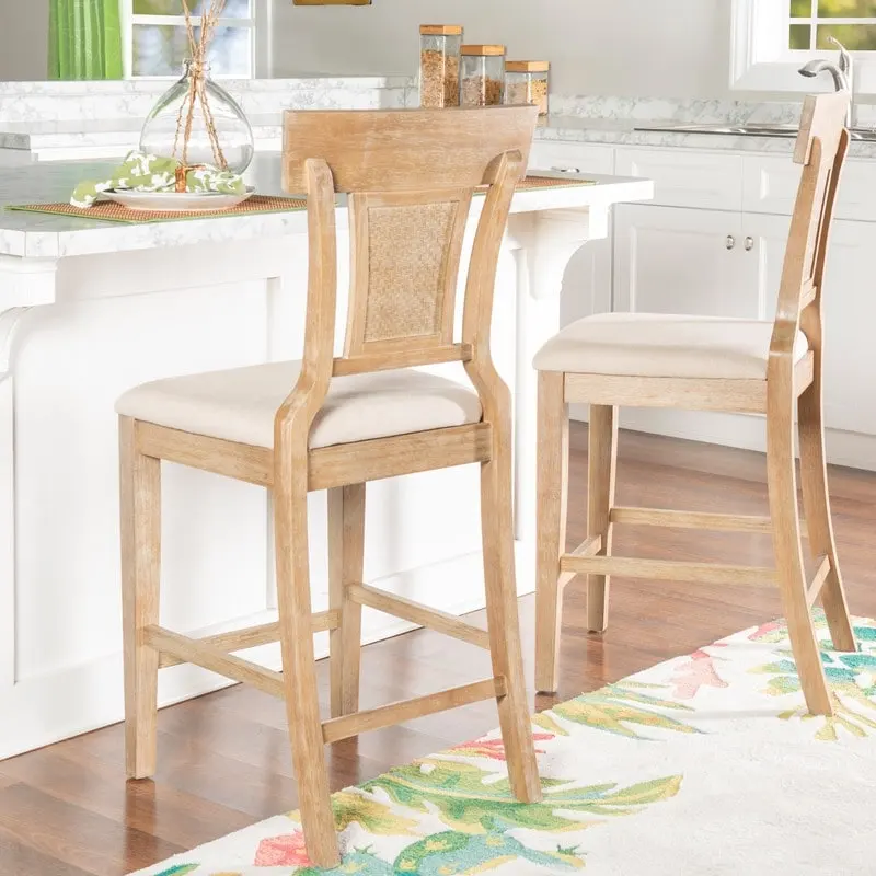 Handwoven Rattan Farmhouse Counter Stool