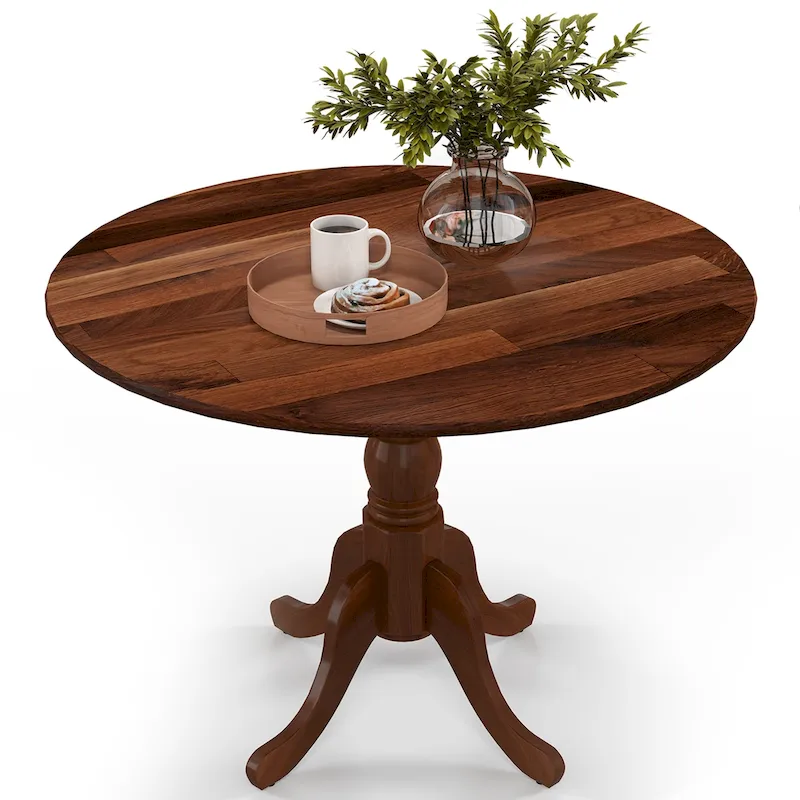 Rustic Dining Table Wooden Dining Table with Round Tabletop &