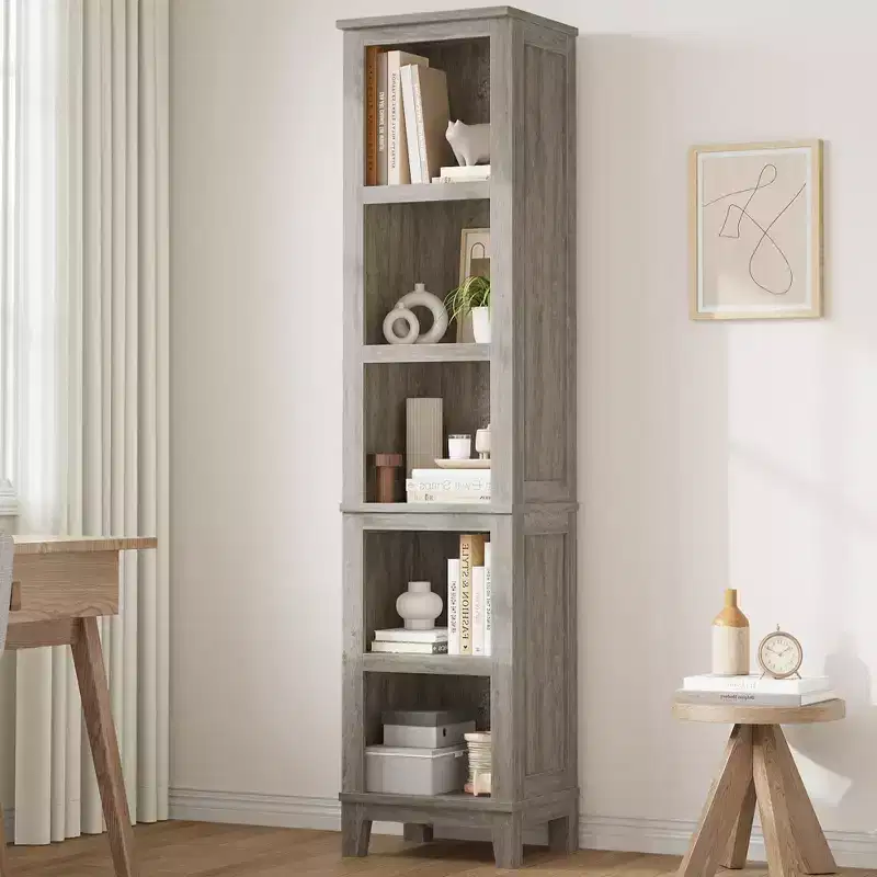 COZONY 70 Narrow 5 Tier Bookcase, Tall Slim Wooden Bookshelf with Open Shelves for Living Room Office