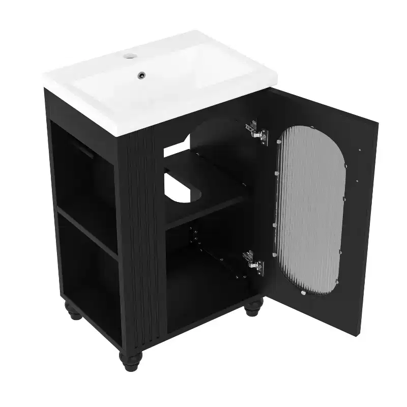 20 Small Bathroom Vanity Sink Combo with Storage , Bathroom Floor Cabinet with Adjustable Shelf