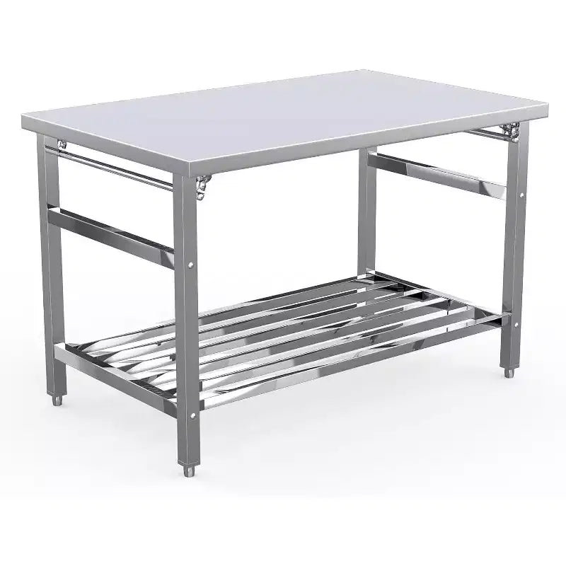 Stainless Steel Folding Table 48x30, Heavy-Duty Commercial Prep with 500 lbs Capacity, Adjustable Undershelf, Easy Assembly for Kitchen